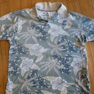 Aloha Polo Shirt Links At Kuilima  Beige Green Blue Floral Large